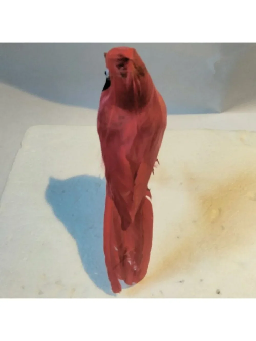 Red Cardinal Bird Figurine Feathered Wire Craft Pick Lot 2